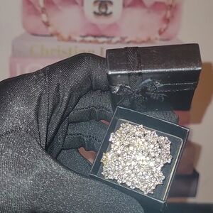 VTG LUCIE Silvertone  Crystal Coctail  Ring EUC (ALREADY CLEANED AND POLISH)